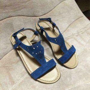 Naturalizer Womens Flat Sandals Blue Cutout Hook A